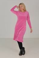 Barbro basis kjole i rosa velur