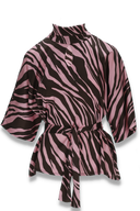 Bekka bluse i brun og rosa zebra