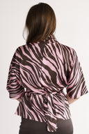 Bekka bluse i brun og rosa zebra