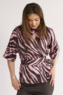 Bekka bluse i brun og rosa zebra