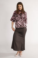 Bekka bluse i brun og rosa zebra