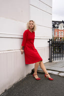 Evita rød babyfløjlskjole