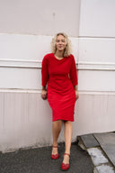 Evita rød babyfløjlskjole