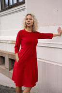 Evita rød babyfløjlskjole