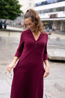 Kristine bordeauxrød midikjole