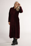 Joy bordeaux babyfløjlsfrakke/skjortekjole