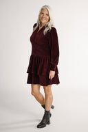 Mythe bordeauxfarvet velourkjole