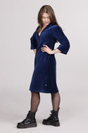 Petra marineblå velurkjole