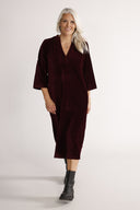 Regine bordeauxfarvet velourkjole