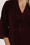 Regine bordeauxfarvet velourkjole