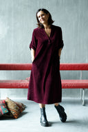 Regine bordeauxfarvet velourkjole