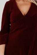Hildur burgunder velurkjole