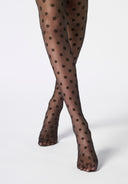 Daisy floral fancy 30 den black tights Oroblu