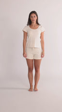 Tori cremefarvede shorts
