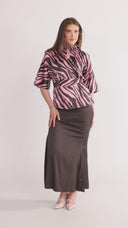 Bekka bluse i brun og rosa zebra