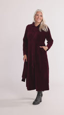 Joy bordeaux babyfløjlsfrakke/skjortekjole