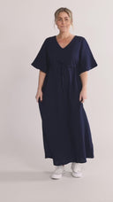 Eira marineblå boho chic kjole