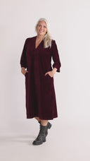 Regine bordeauxfarvet velourkjole